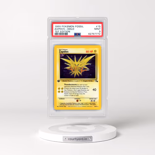 1999 Pokémon Fossil #15 Zapdos - 1st Edition Holo (PSA 9 MINT)
