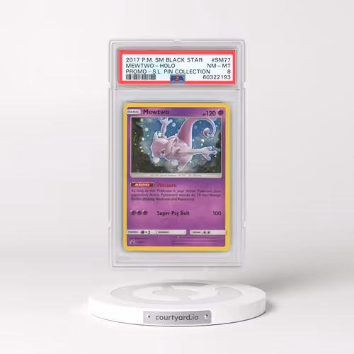2017 Pokémon SM Black Star Promo #SM77 Mewtwo - Holo Shining Legends Pin Collection (PSA 8 NM-MT)