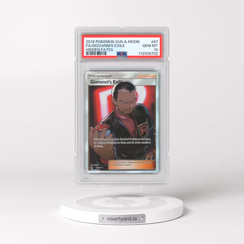 2019 Pokémon Sun & Moon Hidden Fates #67 Giovanni's Exile - Full Art (PSA 10 GEM MINT)