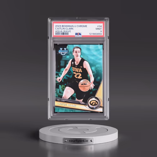 2023 Bowman University Chrome #34 Caitlin Clark - Aqua Wave (PSA 9 MINT)
