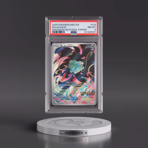 2025 Pokémon Meg EN-Mega Evolution #133 Bulbasaur - Enhanced Booster Box Topper (PSA 8 NM-MT)