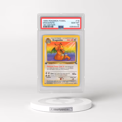 1999 Pokémon Fossil #19 Dragonite - 1st Edition (PSA 10 GEM MINT)