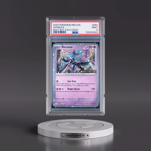2025 Pokémon Meg EN-Mega Evolution #064 Xerneas - Best Buy Exclusive (PSA 9 MINT)