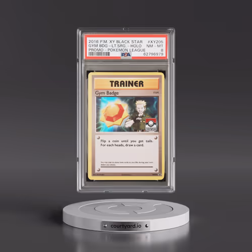 2016 Pokémon XY Black Star Promo #XY205 Gym Badge-LT. Surge - Holo Pokemon League (PSA 8 NM-MT)
