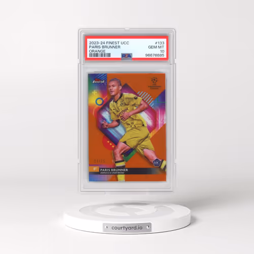 2023-24 Topps Finest UEFA Club Competitions #133 Paris Brunner - Orange Refractor (PSA 10 GEM MINT)