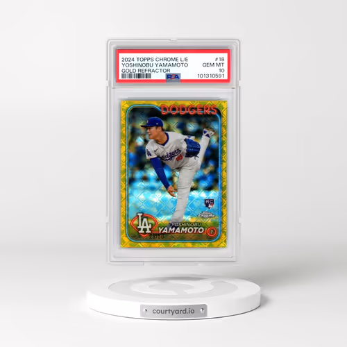 2024 Topps Chrome Logofractor Edition #18 Yoshinobu Yamamoto - Gold Refractor (PSA 10 GEM MINT)