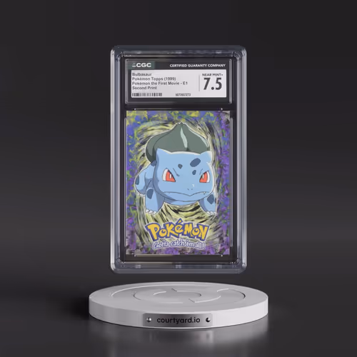 1999 Pokémon the First Movie #E1 No.01 Bulbasaur - Second Print (Black Topps Logo) (CGC 7.5 NM+)