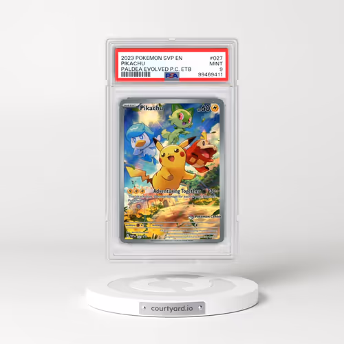 2023 Pokémon Svp EN-SV Black Star Promo #027 Pikachu - Paldea Evolved Pokemon Center Elite Trainer Box (PSA 9 MINT)