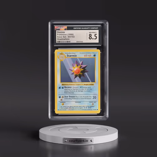 1999 Base Set #64/102 Starmie - Shadowless Shadowless (CGC 8.5 NM-MT+)