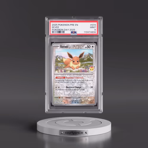 2025 Pokémon Pre EN-Prismatic Evolutions #074 Eevee - Pokemon Day 2025 (PSA 9 MINT)