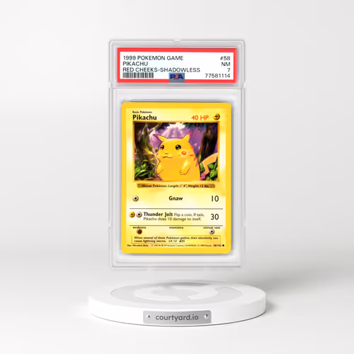 1999 Base Set #58 Pikachu - Shadowless Red Cheeks (PSA 7 NM)