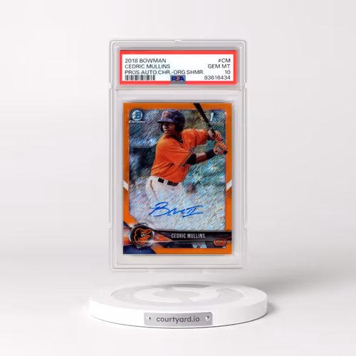2018 Bowman Prospect Autographs Chrome #CM Cedric Mullins - Orange Shimmer (PSA 10 GEM MINT)