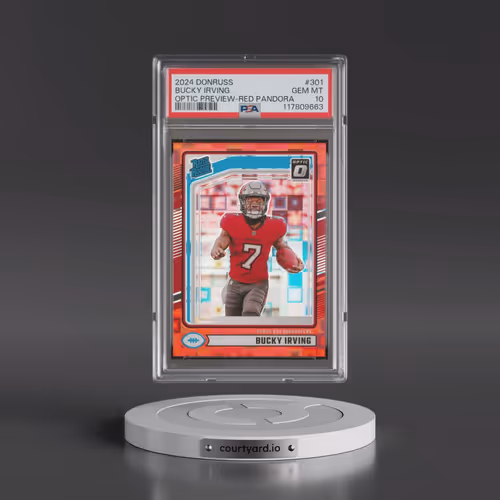2024 Panini Donruss #301 Bucky Irving - Optic Preview-Red Pandora (PSA 10 GEM MINT)