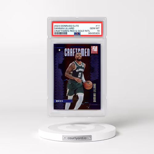 2023 Panini Donruss Elite Craftsmen #11 Damian Lillard - Red and Gold International (PSA 10 GEM MINT)