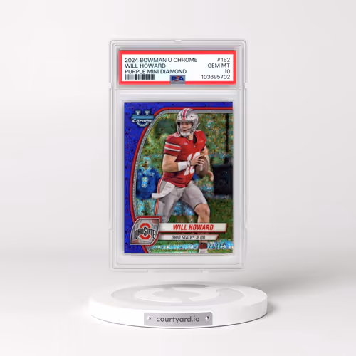 2024 Bowman University Chrome #182 Will Howard - Purple Mini Diamond (PSA 10 GEM MINT)