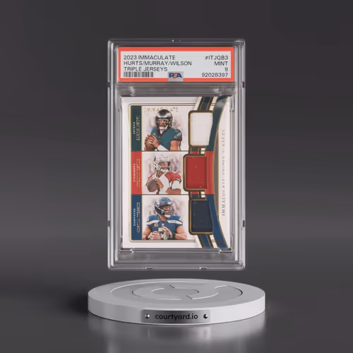 2023 Panini Immaculate Collection Immaculate Triple Jerseys #ITJQB3 Jalen Hurts/Kyler Murray/Russell