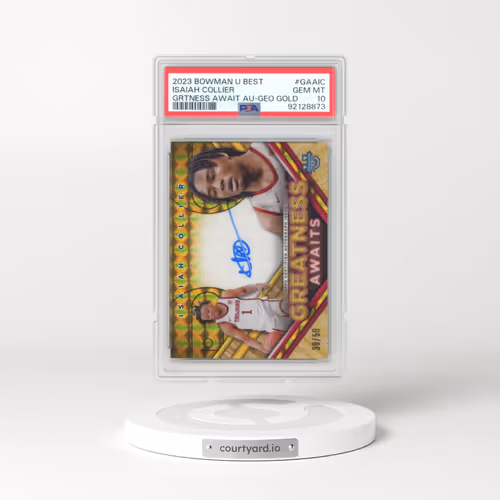 2023 Bowman University Best Greatness Awaits Autographs #GAAIC Isaiah Collier - Geometric Gold Refractor (PSA 10 GEM MINT)