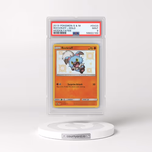 2019 Pokémon Sun & Moon Hidden Fates #SV23 Rockruff - Holo (PSA 9 MINT)