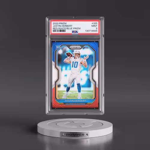 2020 Panini Prizm #325 Justin Herbert - Red/White/Blue Prizm (PSA 9 MINT)
