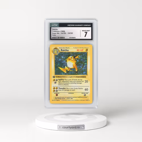 1999 Base Set #14 Raichu - 1st Edition Shadowless Holo (CGC 7 NM)