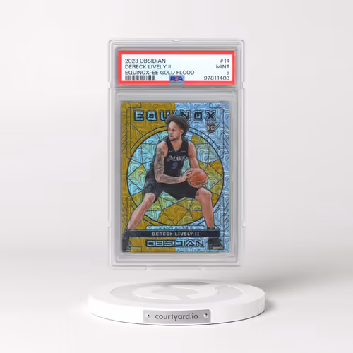 2023 Panini Obsidian Equinox #14 Dereck Lively II - Electric Etch Gold Flood (PSA 9 MINT)