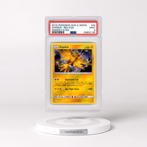 2019 Pokémon Sun & Moon Hidden Fates #24 Zapdos - Reverse Foil (PSA 9 MINT)