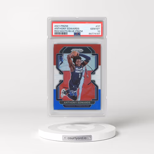 2021 Panini Prizm #37 Anthony Edwards - Red/White/Blue Prizm (PSA 10 GEM MINT)