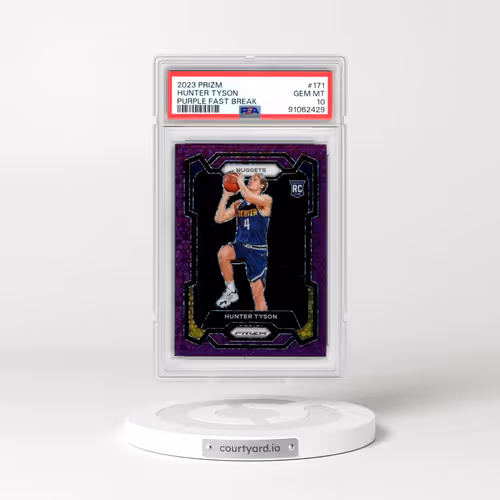 2023 Panini Prizm #171 Hunter Tyson - Purple Fast Break (PSA 10 GEM MINT)