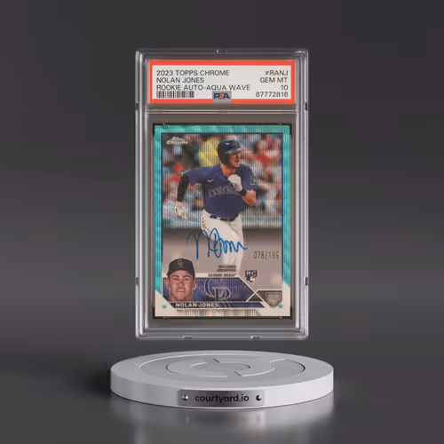 2023 Topps Chrome Rookie Autograph #RANJ Nolan Jones - Aqua Wave Refractor (PSA 10 GEM MINT)