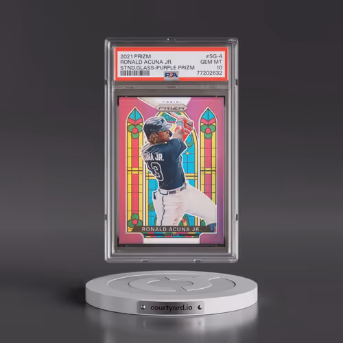 2021 Panini Prizm Stained Glass #SG-4 Ronald Acuna Jr. - Purple Prizm (PSA 10 GEM MINT)