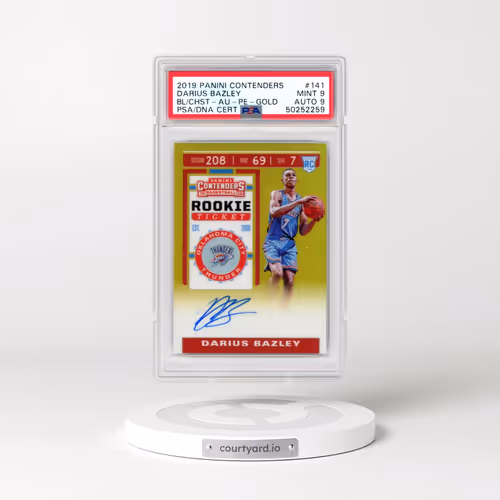 2019 Panini Contenders #141 Darius Bazley - Ball at Chest-Autograph-Premium Edition-Gold (PSA 9 MINT