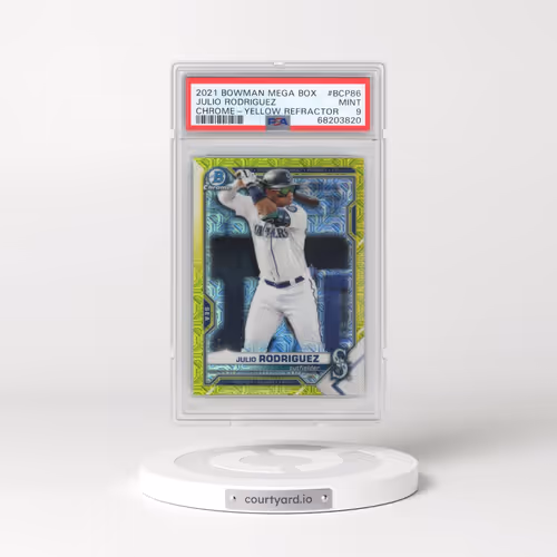 2021 Bowman Mega Box Chrome #BCP86 Julio Rodriguez - Yellow Refractor (PSA 9 MINT)