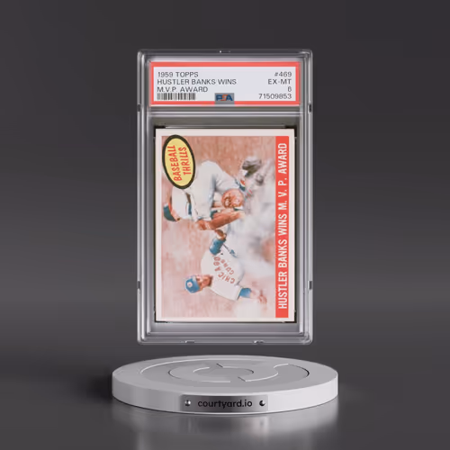 1959 Topps #469 Hustler Banks Wins - M.V.P. Award (PSA 6 EX-MT)