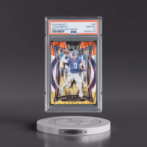 2024 Panini Select #24 JJ McCarthy - Red & Yellow Shock (PSA 10 GEM MINT)