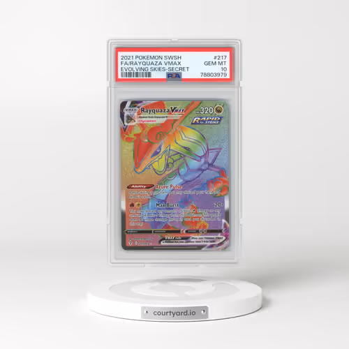 2021 Pokémon Sword & Shield Evolving Skies #217 Rayquaza Vmax - Full Art Secret (PSA 10 GEM MINT)