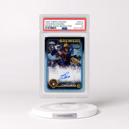 2024 Topps Chrome Rookie Autographs #RAJC Jackson Chourio - Refractor (PSA 10 GEM MINT)