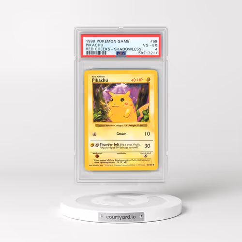 1999 Pokémon Game #58 Pikachu - Shadowless Red Cheeks (PSA 4 VG-EX)