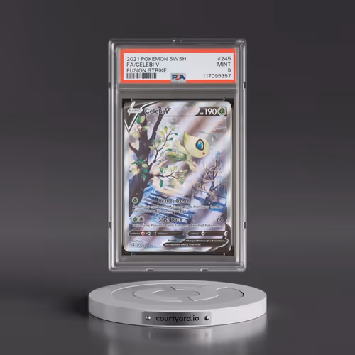2021 Pokémon Sword & Shield Fusion Strike #245 Celebi V - Holo Full Art (PSA 9 MINT)