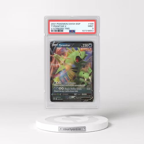 2021 Pokémon Swsh Black Star Promo #109 Tyranitar V - Holo V Strikers Tins (PSA 9 MINT)