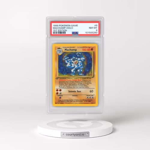 1999 Pokémon Game #8 Machamp - 1st Edition Holo (PSA 8 NM-MT)