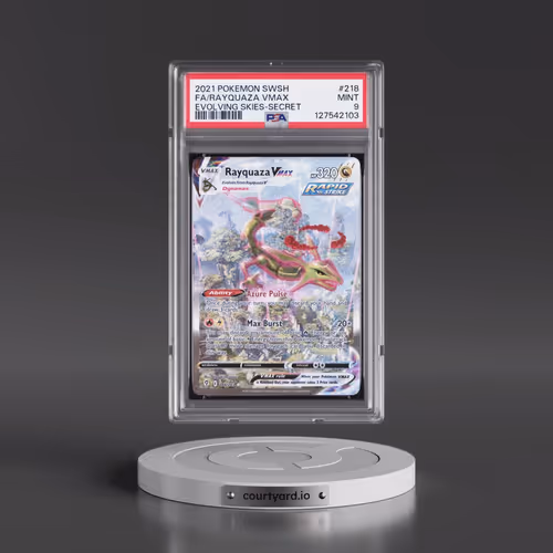 2021 Pokémon Sword & Shield Evolving Skies #218 Rayquaza Vmax - Full Art Secret (PSA 9 MINT)