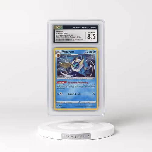 2020 Pokémon Sword & Shield Vivid Voltage #030 Vaporeon - Holo 2021 Collector Chest (CGC 8.5 NM-MT+)