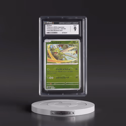 2010 Pokémon Card 151 #123/165 Scyther - Reverse Holo Poké Ball (CGC 9 MINT)