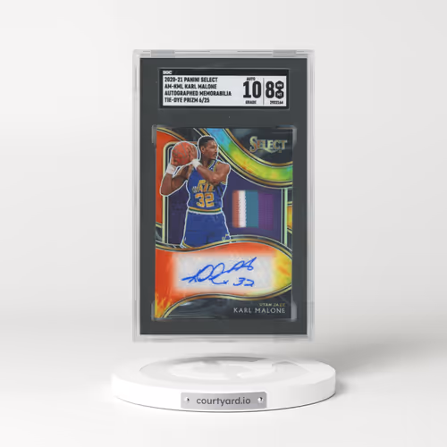 2020 Panini Select #AM-KML Karl Malone - Auto. Mem. Tie-Dye Prizm (SGC 8 NM-MT)