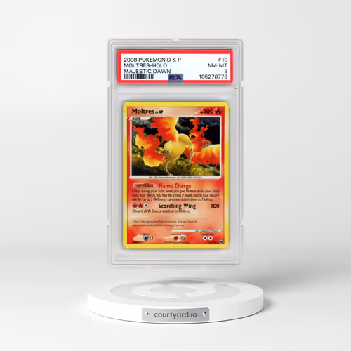 2008 Pokémon Diamond & Pearl Majestic Dawn #10 Moltres - Holo (PSA 8 NM-MT)