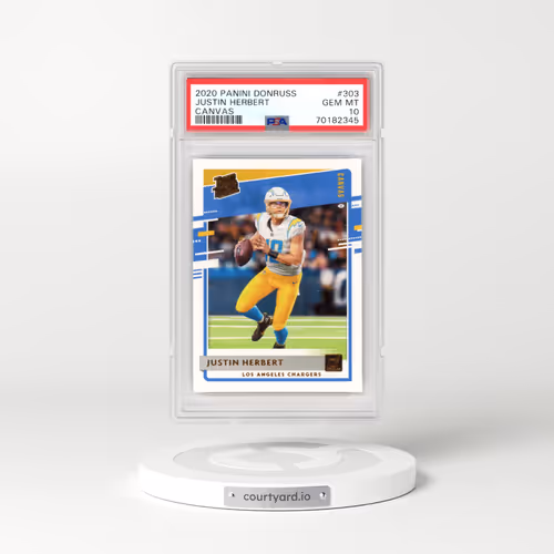 2020 Panini Donruss #303 Justin Herbert - Canvas (PSA 10 GEM MINT)