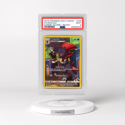 2019 Pokémon Sun & Moon Cosmic Eclipse #238 Weavile - Full Art Secret (PSA 9 MINT)