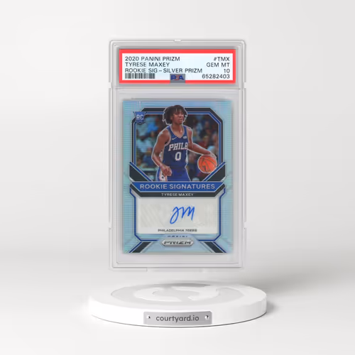 2020 Panini Prizm Rookie Signatures #TMX Tyrese Maxey - Silver Prizm (PSA 10 GEM MINT)