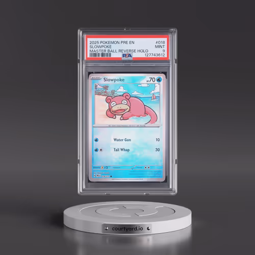 2025 Pokémon Pre EN-Prismatic Evolutions #018 Slowpoke - Reverse Holo Master Ball (PSA 9 MINT)