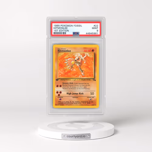 1999 Pokémon Fossil #22 Hitmonlee - 1st Edition (PSA 9 MINT)